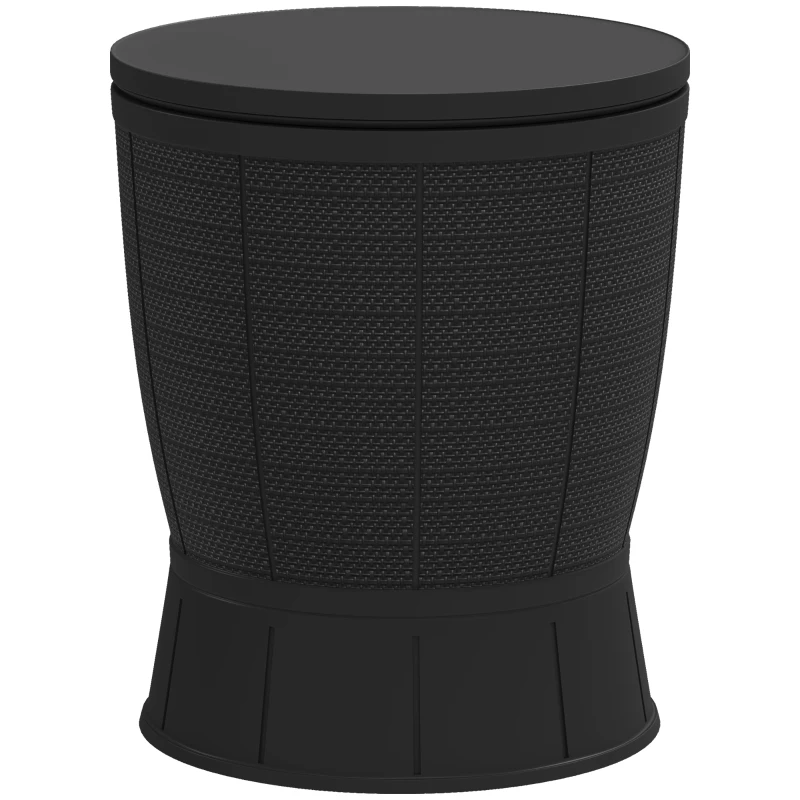 Outsunny Table à glacière 3 en 1, table de cocktail avec seau à glace, plateau télescopique pour jardin, Ø 49 x 58-84 cm, noir