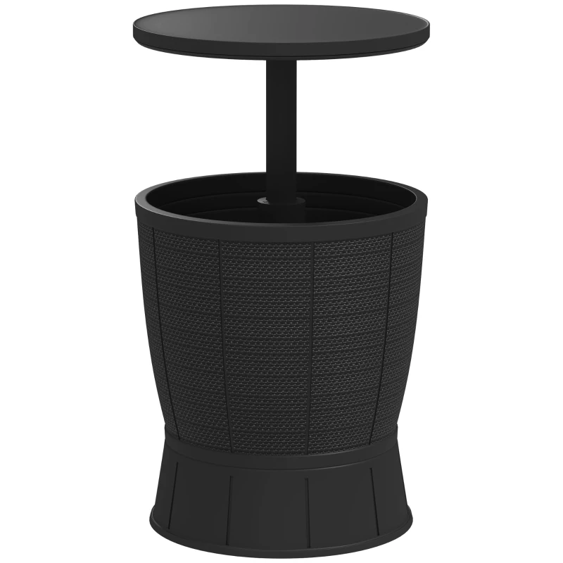 Outsunny Table à glacière 3 en 1, table de cocktail avec seau à glace, plateau télescopique pour jardin, Ø 49 x 58-84 cm, noir