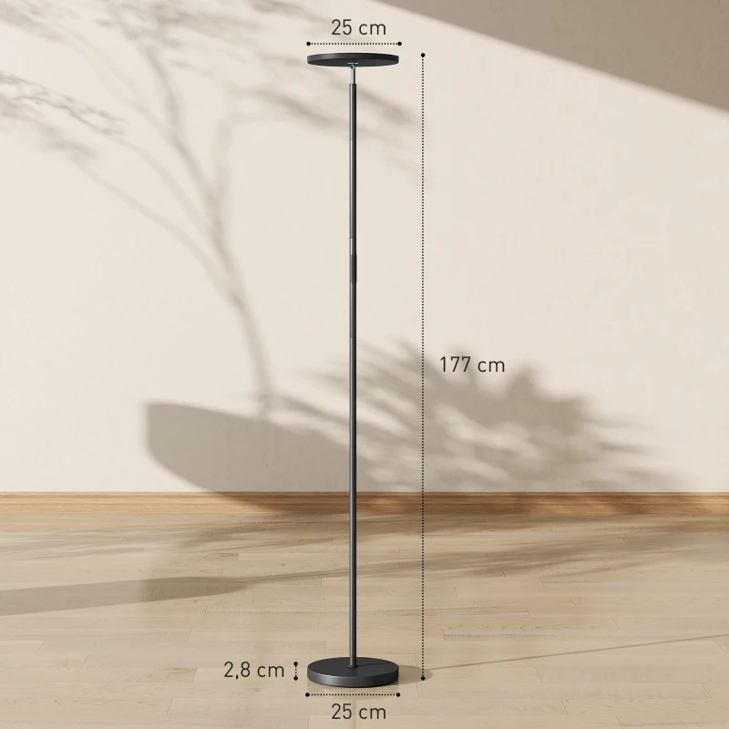 HOMCOM RGB Uplighter Stehlampe, dimmbare Lampe mit Fernbedienung & Touch-Steuerung, 350° drehbarer Kopf, Schwarz