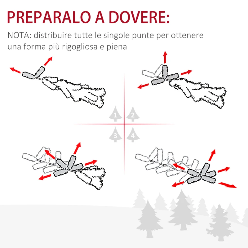 HOMCOM Albero di Natale Artificiale e Ignifugo per Interni con 2056 Rami e Base in Metallo, Ø124x228 cm, Verde