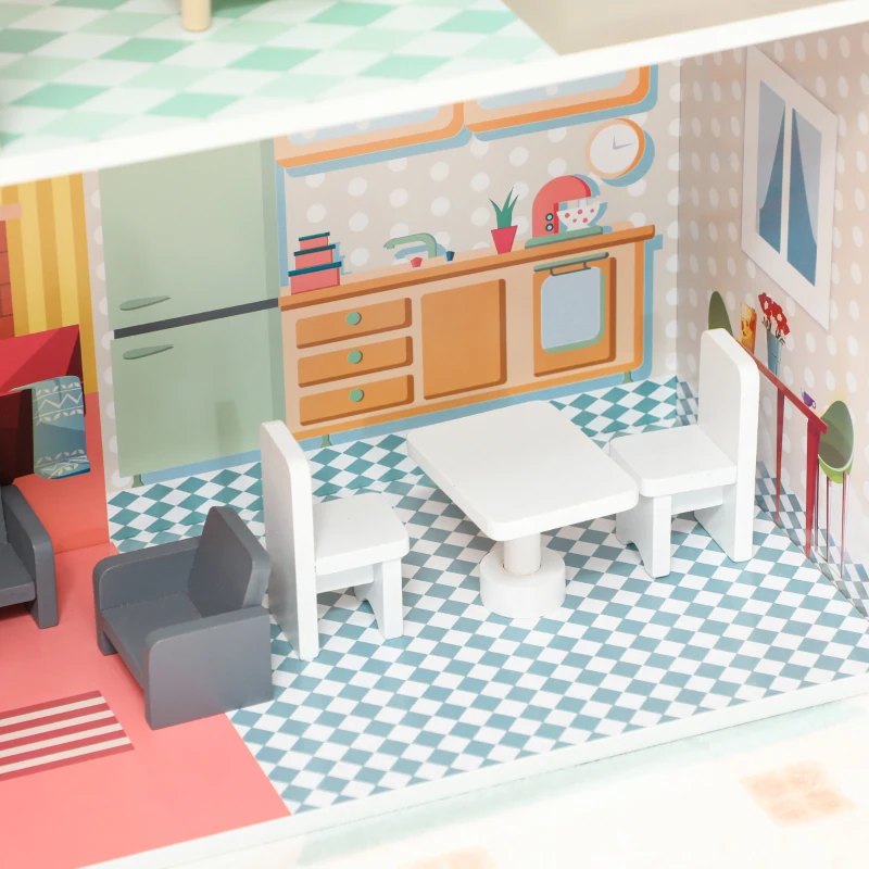 AIYAPLAY Casa de Muñecas con Muebles y Accesorios con Balcón 2 Pisos Juguete para Niños y Niñas a Partir de 3 Años Multicolor