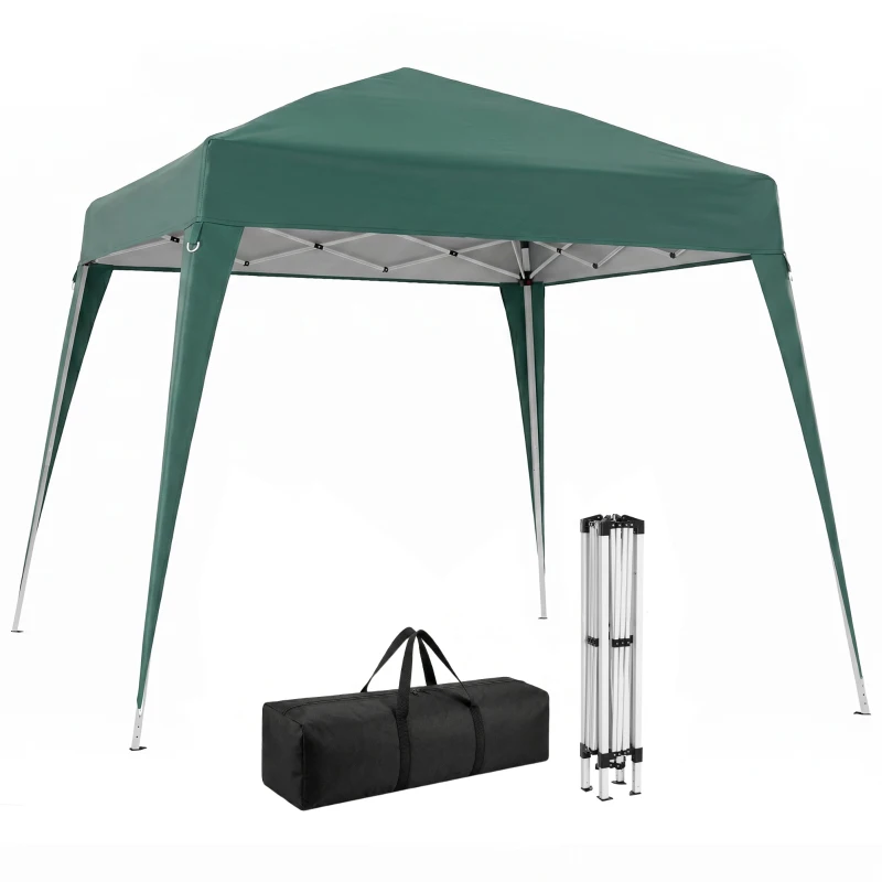 Outsunny Tonnelle barnum de jardin pop-up pliant 2,4 x 2,4 m acier polyester anti UV avec sac de transport vert foncé