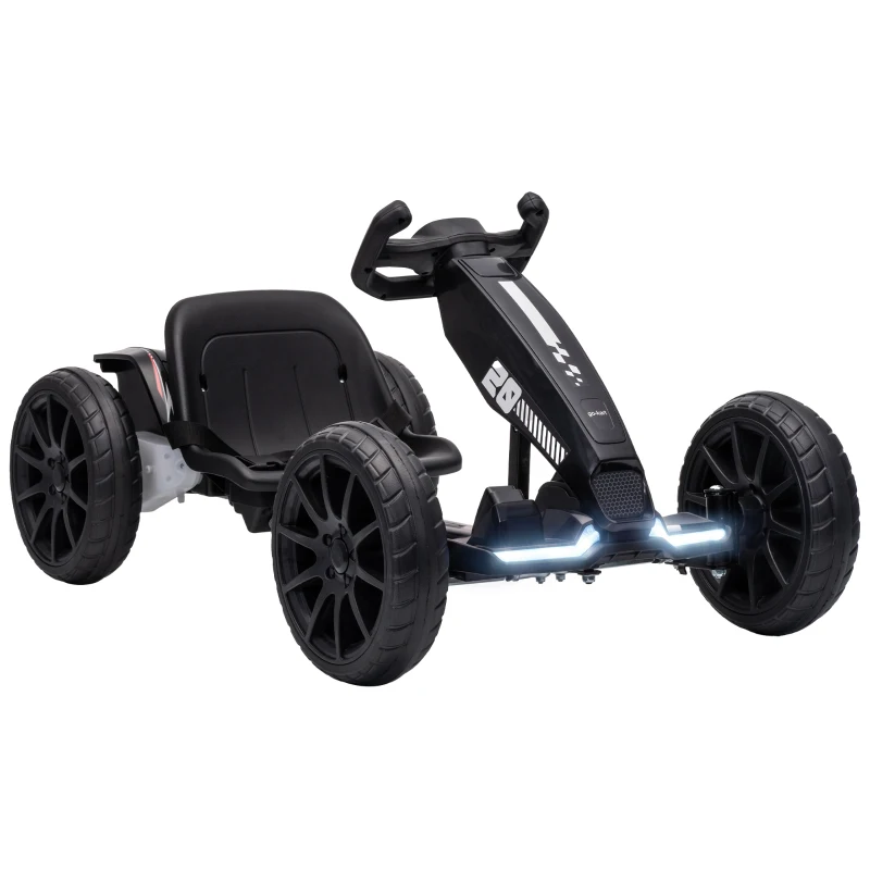 AIYAPLAY Go-kart électrique pour enfants 12V, gokart à 2 moteurs, siège réglable 4 positions, démarrage en douceur, roues EVA, phares LED