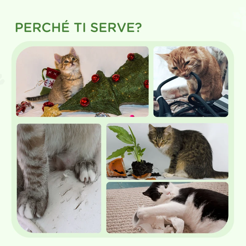 PawHut Torre per Gatti max 5kg in Truciolato con Tiragraffi e Palline Giocattolo, 48x38x42 cm, Giallo e Bianco