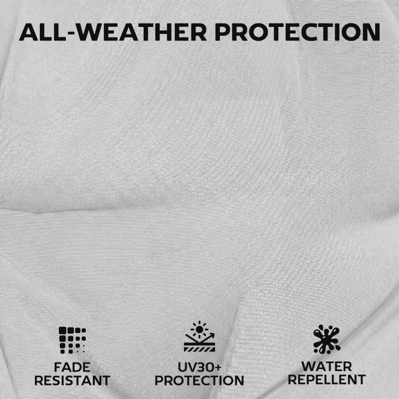 Outsunny Patio Chair Cushions Set of 4, Waterproof Non-Slip Lounge Chair Cushions, 112x53cm, Light Grey
