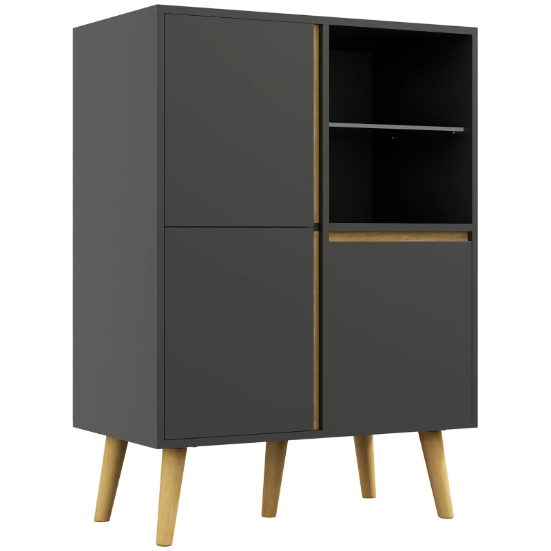HOMCOM Meuble de rangement design modene avec étagères réglables et pieds en bois massif 70 x 40 x 96,1 cm gris foncé