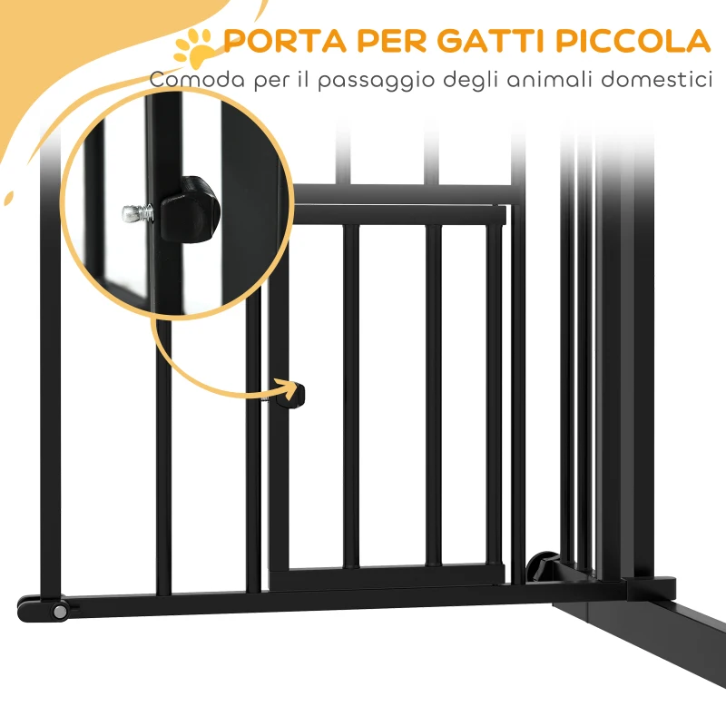 PawHut Cancellino per Cani taglia Piccola e Media con Chiusura Automatica, in Acciaio e PA, 74-100x76 cm, Nero