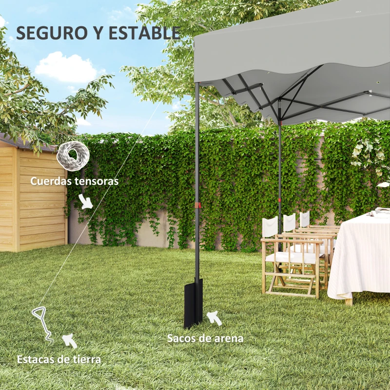 Outsunny Carpa Plegable 3x3m con Protección UV Altura Ajustable y Bolsa con Ruedas para 6-9 Personas Blanco