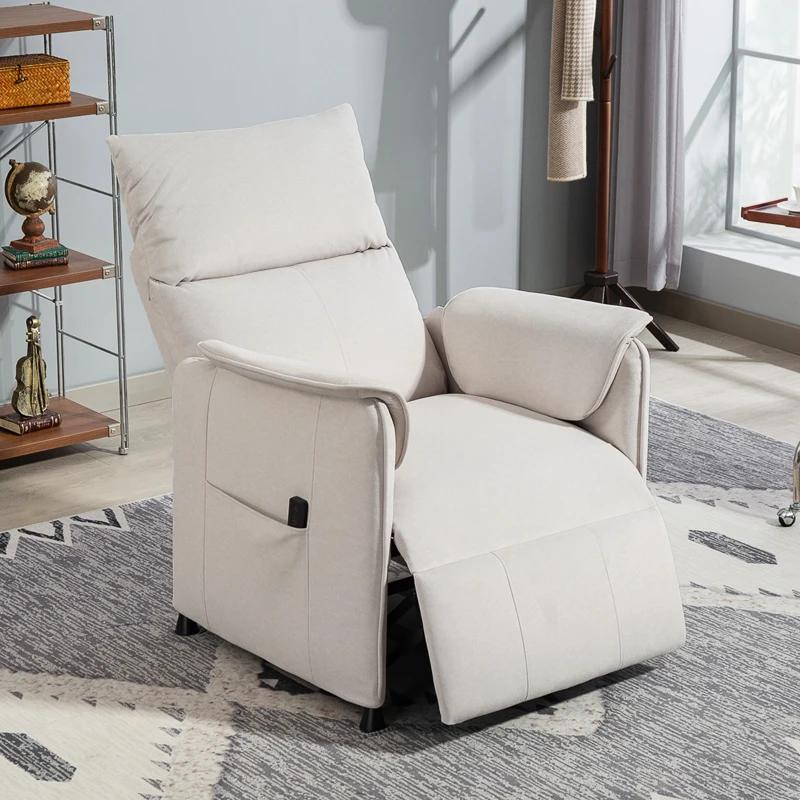 HOMCOM Poltrona Reclinabile Elettrica con Telecomando e Poggiapiedi, in Tessuto Effetto Velluto, 80x83x104 cm, Crema