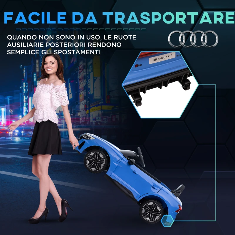 HOMCOM Auto Elettrica per Bambini 3-5 Anni con Telecomando, Sospensioni e Clacson, 103x58x41 cm, Blu e Nero