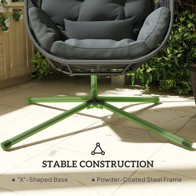 Outsunny Hanging Egg Chair, with Cushion - Dark Grey