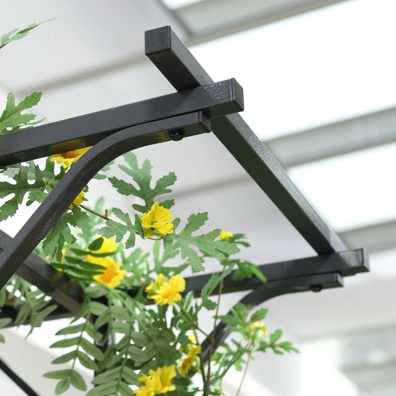 Outsunny 210cm Decorative Metal Garden Trellis Arch with Durable Steel Tubing & Elegant Scrollwork, Great for Weddings, Dark Gre