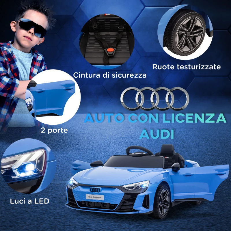 HOMCOM Auto Elettrica per Bambini 3-5 Anni con Telecomando, Sospensioni e Clacson, 103x58x41 cm, Blu e Nero