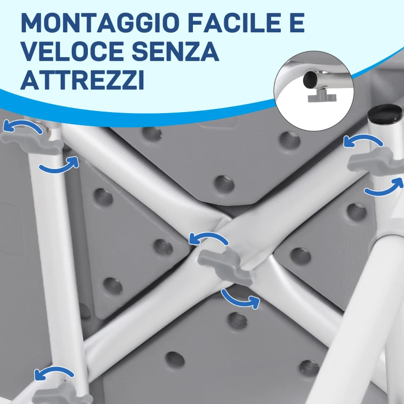 HOMCOM Sedia da Doccia per Bagno in Alluminio e Plastica Altezza Regolabile 8 Livelli 71-88cm Piedini Antiscivolo