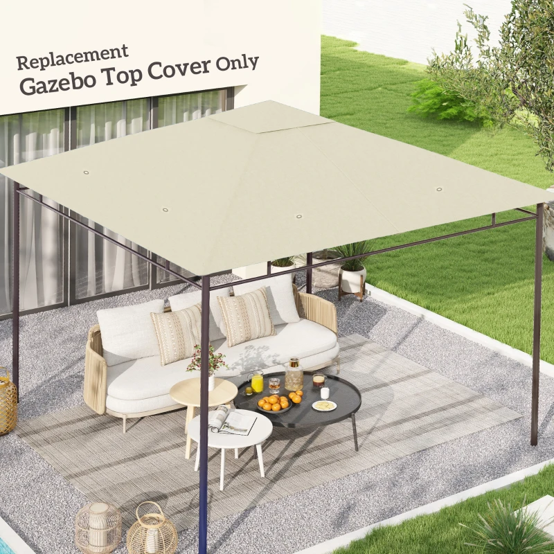 Outsunny Toile de rechange pour pavillon tonnelle tente toit de remplacement gazebo de jardin polyester 180 g/m² 3 x 3 m crème