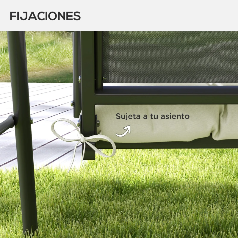 Outsunny Cojín para Banco de Jardín o Balancín128x48x8 cm con 2 Cordones de Fijación Impermeable y Protección UV 50+ Crema