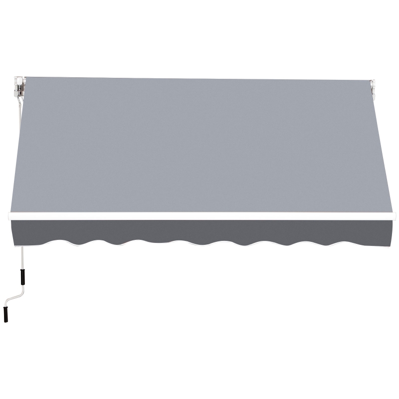 Outsunny Tenda da Sole da Esterno Avvolgibile Manualmente in Alluminio e Poliestere, 2.5x2 m, Grigio e Bianco