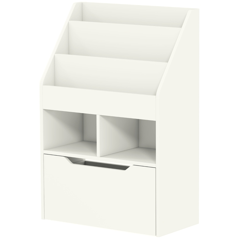 HOMCOM Kinderregal mit Schublade, Bücherregal mit Fächern, 60 x 29,9 x 90 cm, Weiß