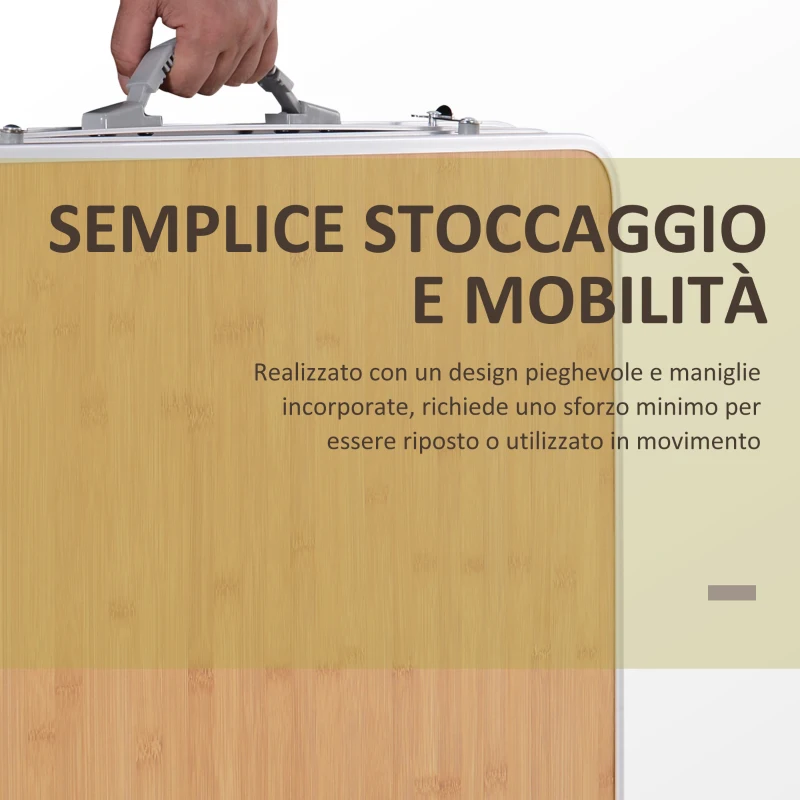 Outsunny Tavolo Pieghevole da Campeggio 5Kg, Facile da Trasportare, con Pannello Estraibile 120cm x 60cm x 40/70cm