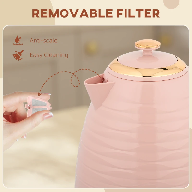HOMCOM 3kW Rapid Boil Honeycomb Kettle - Pink