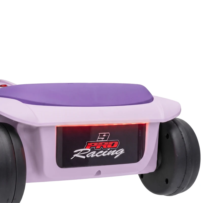 AIYAPLAY 12V Electric Wiggle Car with Pedal, Kids Electric Car with 2 Speeds, Soft Start, Music, Lights for 3-5 Years, Purple