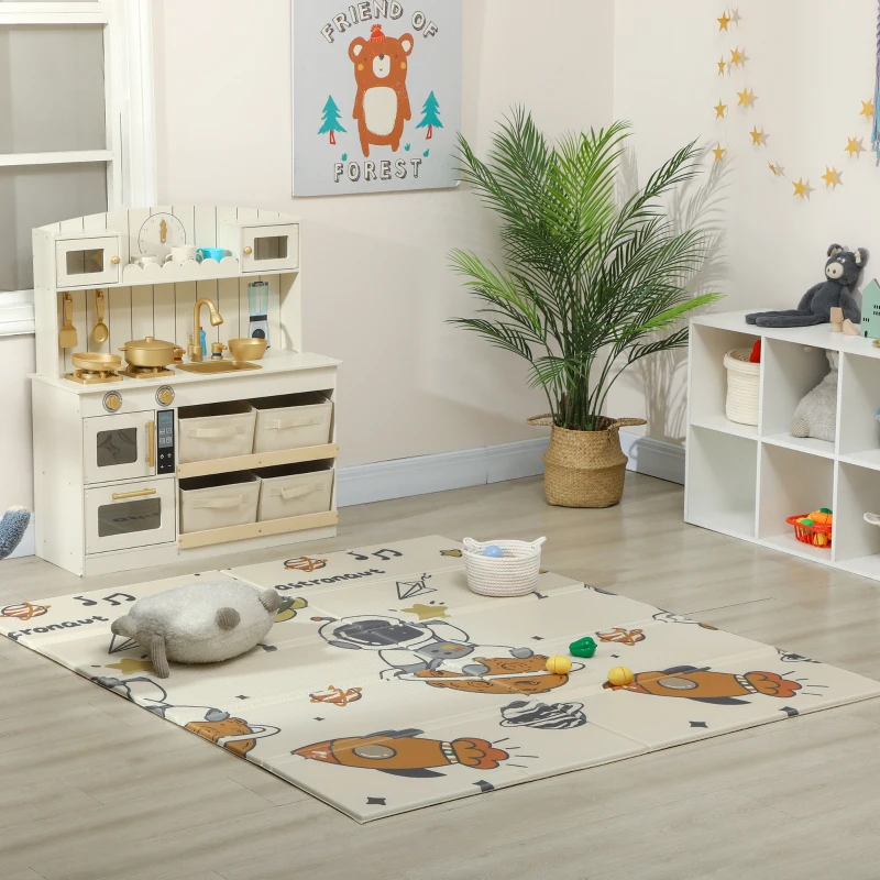 AIYAPLAY Space-Themed Baby Plat Mat Double Sided, Foldable, Water-Resistant for Outdoor/Indoor, 177 x 146 x 1.5cm