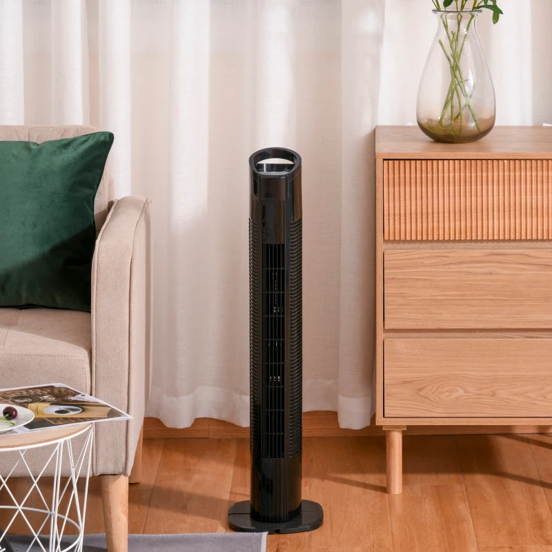 HOMCOM Ventilateur colonne silencieux 50W 3 modes 3 vitesses télécommande oscillant 70° minuterie contrôle tactile 78,5Hcm noir