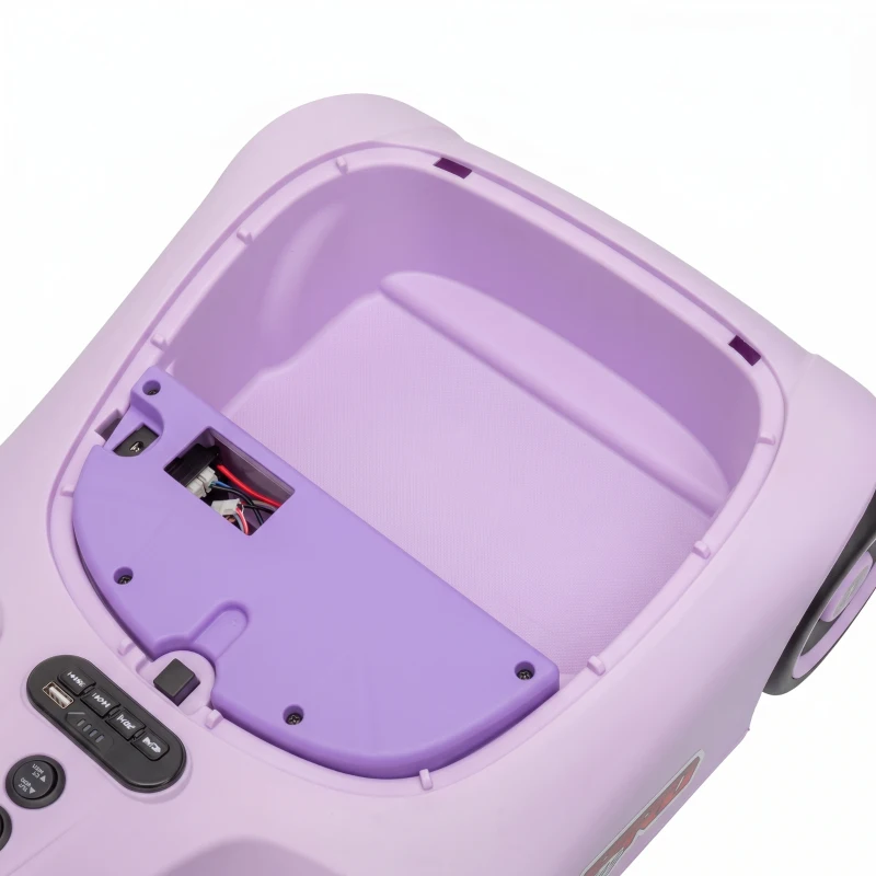 AIYAPLAY 12V Electric Wiggle Car with Pedal, Kids Electric Car with 2 Speeds, Soft Start, Music, Lights for 3-5 Years, Purple