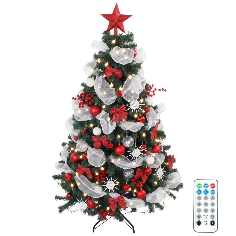 HOMCOM Weihnachtsbaum 180cm mit 200 LED-Lichtern Fernbedienung, 8 Modi, 800 Spitzen