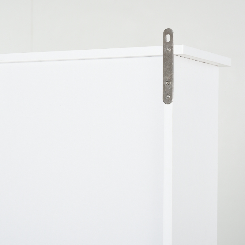 HOMCOM Coluna Casa de Banho com 1 Porta 3 Prateleiras Abertas e Prateleira Interior Ajustável 34x20x165cm Branco