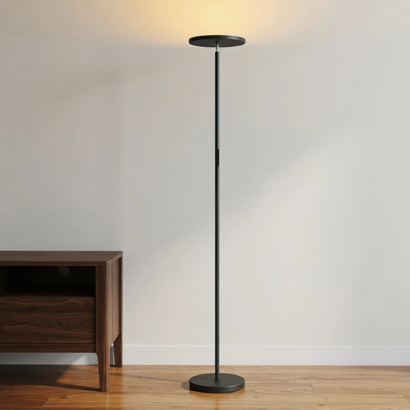 HOMCOM RGB Uplighter Stehlampe, dimmbare Lampe mit Fernbedienung & Touch-Steuerung, 350° drehbarer Kopf, Schwarz
