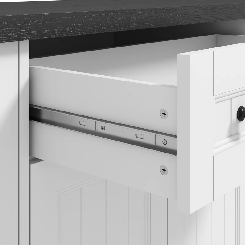 HOMCOM Aparador de salón con estación de carga, mueble de almacenamiento con 4 puertas, cajón, estantes ajustables, blanco y negro