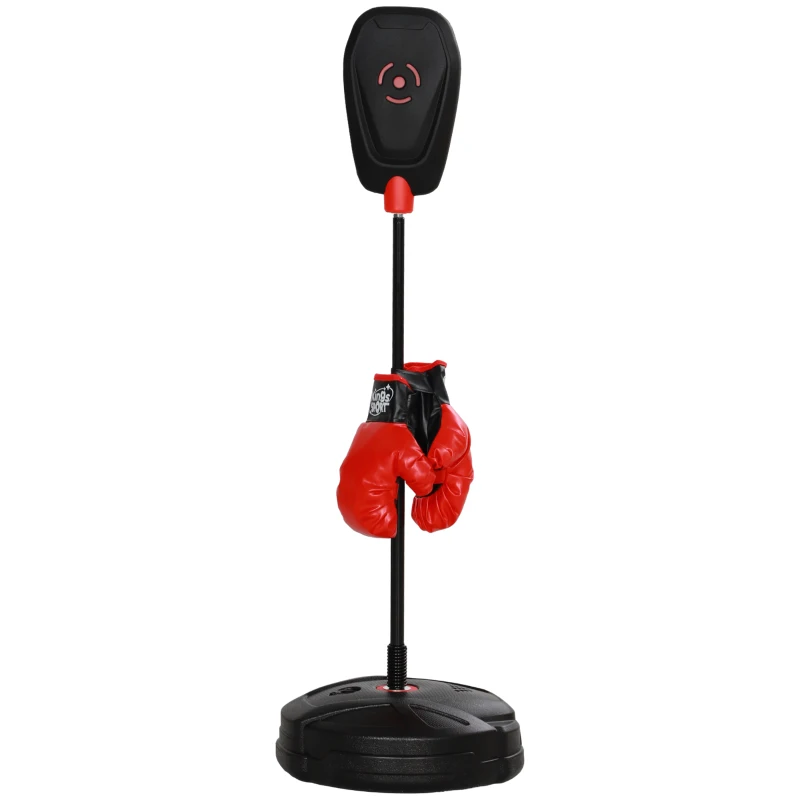AIYAPLAY Saco de Boxeo para Niños de +5 Años con Guantes de Boxeo Altura Ajustable de 88-124 cm y Base Rellenable Negro