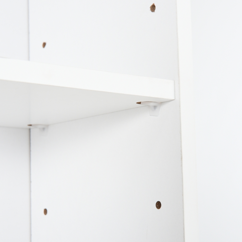 HOMCOM Coluna Casa de Banho com 1 Porta 3 Prateleiras Abertas e Prateleira Interior Ajustável 34x20x165cm Branco