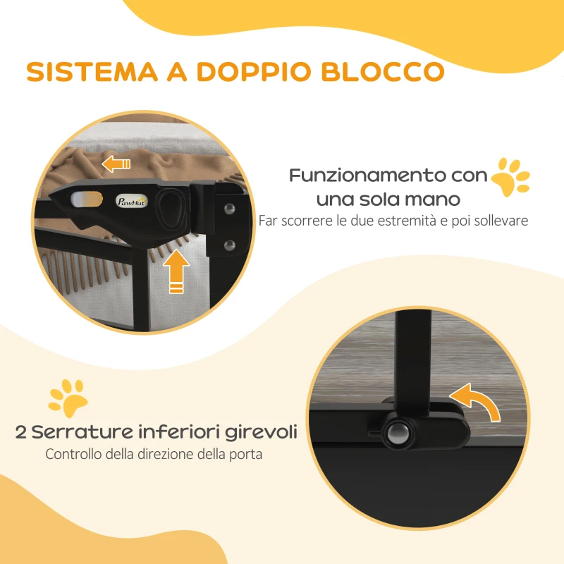 PawHut Cancellino per Cani taglia Piccola e Media con Chiusura Automatica, in Acciaio e PA, 74-100x76 cm, Nero