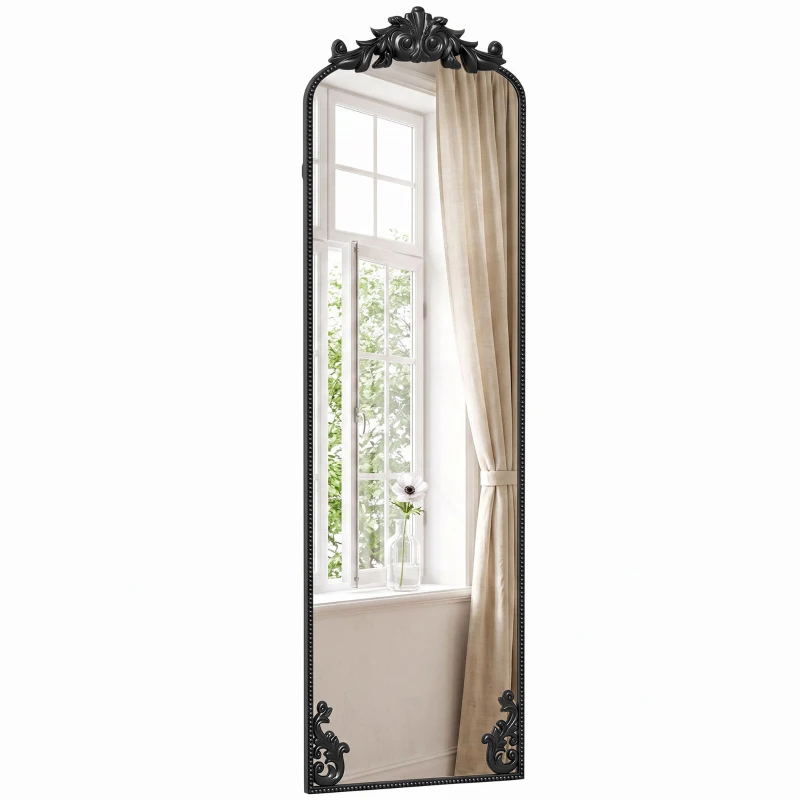 HOMCOM Floor Mirror, 50 x 160 cm Full Length Mirror with Baroque Metal Frame for Bedroom, Living Room, Dressing Room, Black