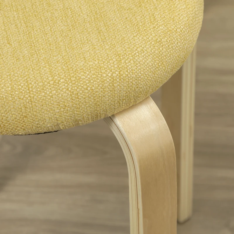 HOMCOM Juego de 4 Taburetes Redondos de Madera Apilables con Asiento Acolchado para Cocina Comedor Dormitorio Amarillo