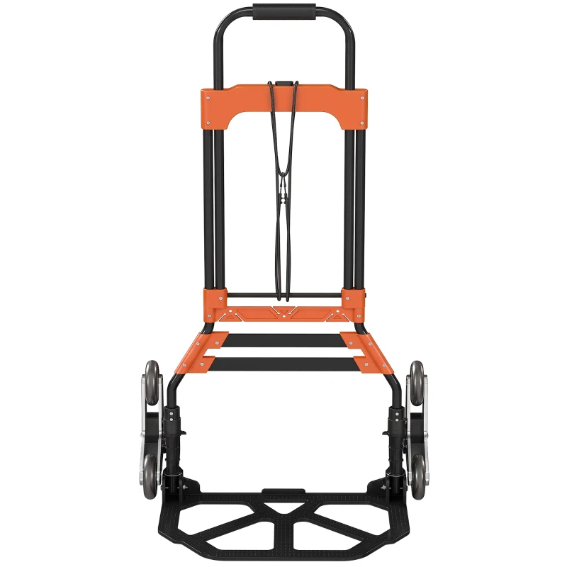 HOMCOM Heavy Duty Foldable Trolley on Wheels, Steel Folding Hand Truck, 75kg, Black and Orange