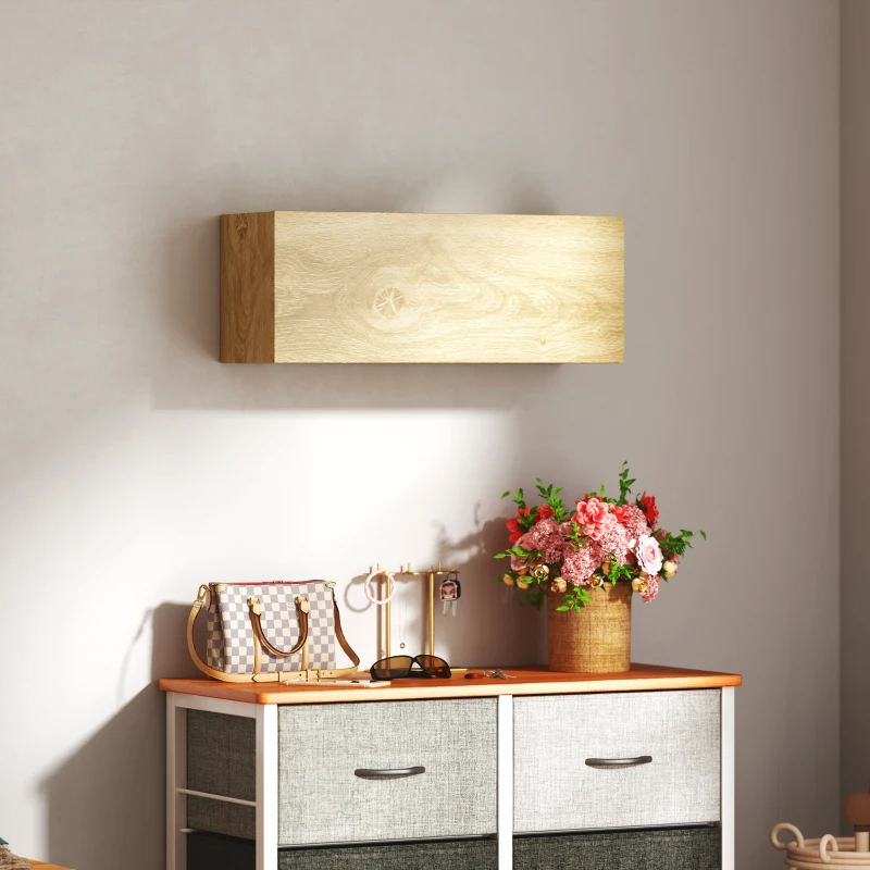 HOMCOM Mobiletto Bagno Pensile con Anta a Ribalta e Ripiani, 80x25x30 cm, Legno Naturale
