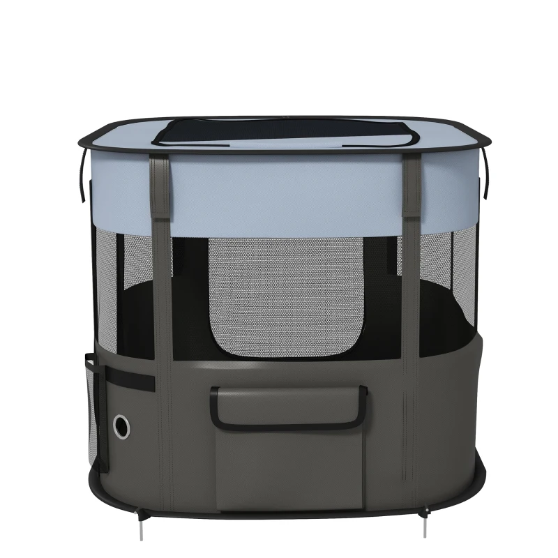 PawHut Foldable Dog Pen with Storage Bag for Indoor/Outdoor Use, Portable Pet playpen, with Ground Stakes - Grey