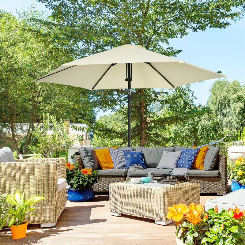 Outsunny Ombrellone da Giardino 2.7x2.5 m, in Poliestere e Metallo con Tettuccio Inclinabile, Beige Nero