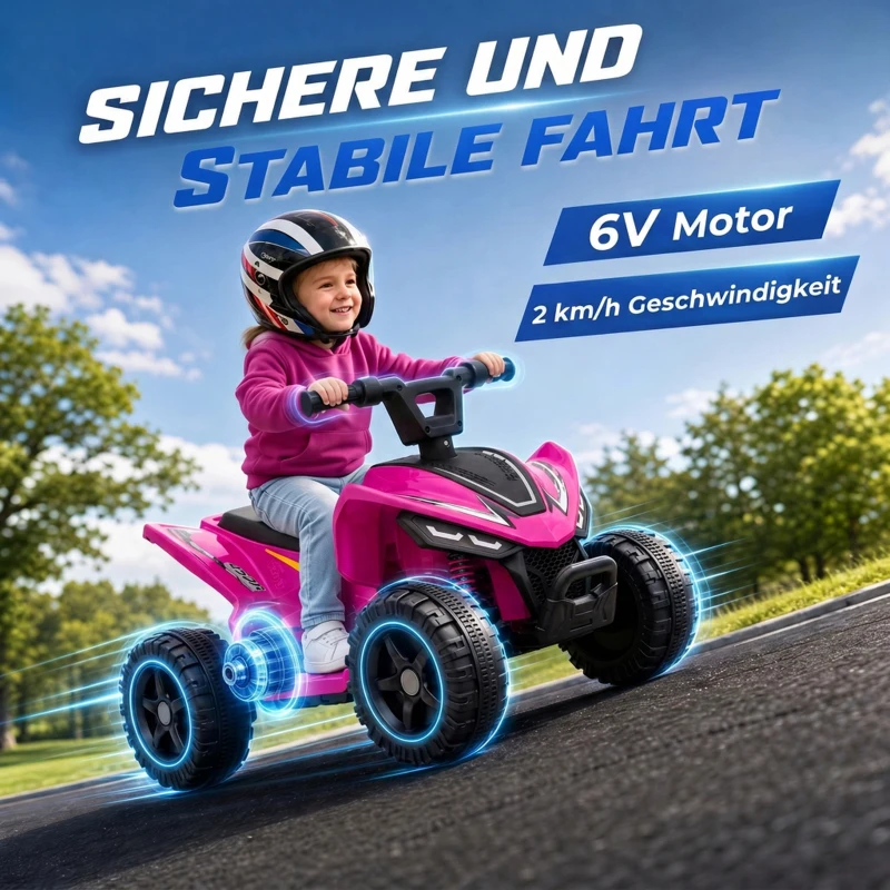 AIYAPLAY Kinder Quad Elektro 6V Kinderquad mit Lithium-Akku Vorwärtsfunktion Lenkerknopf-Steuerung 1,5-2 Jahre Hellrot