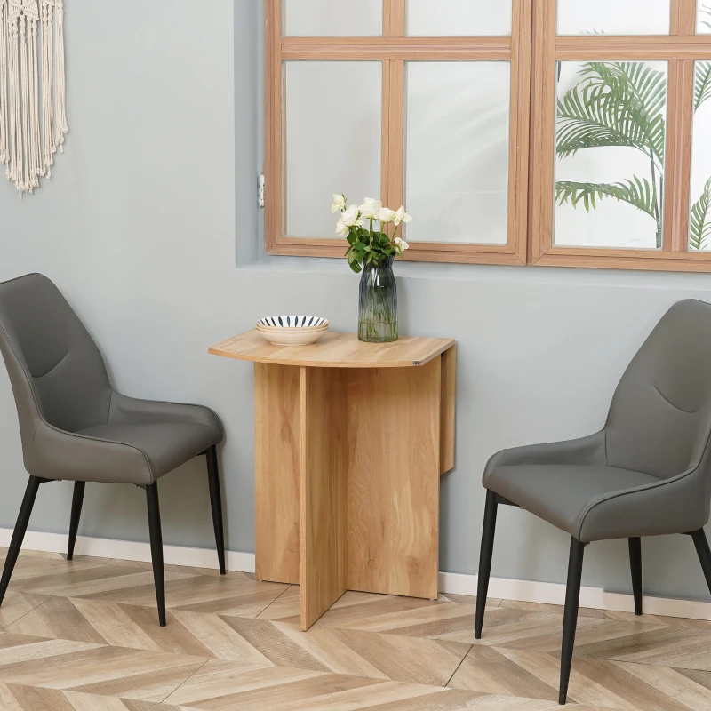 HOMCOM Tavolo da Pranzo Pieghevole Salvaspazio in Legno, 90x60x74cm, Quercia