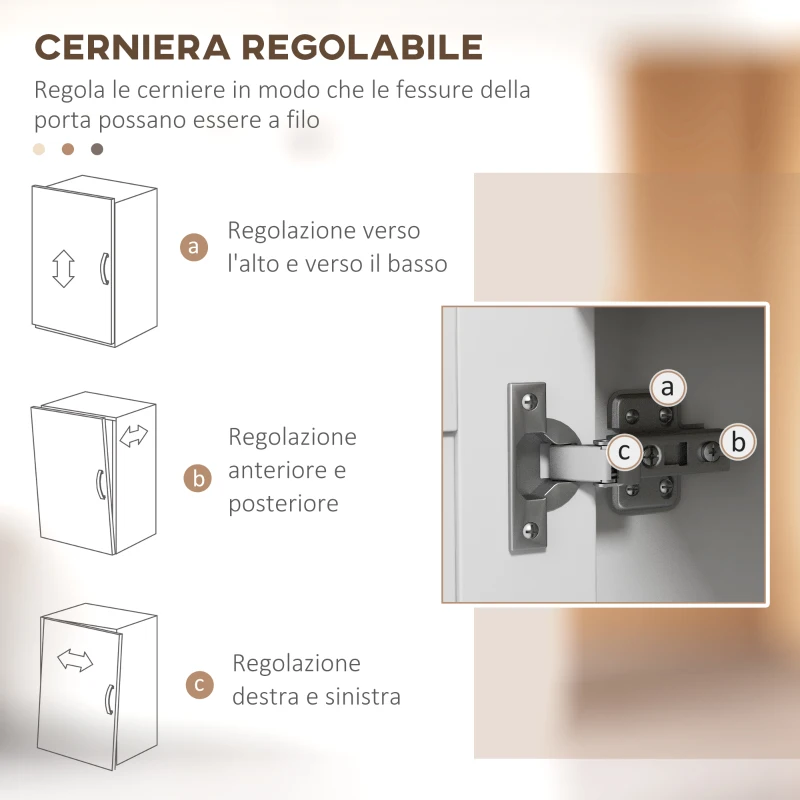 HOMCOM Mobile Microonde con Armadietto Inferiore e 3 Ripiani Laterali con Anta in Vetro, in Legno, 80x35x97 cm, Bianco