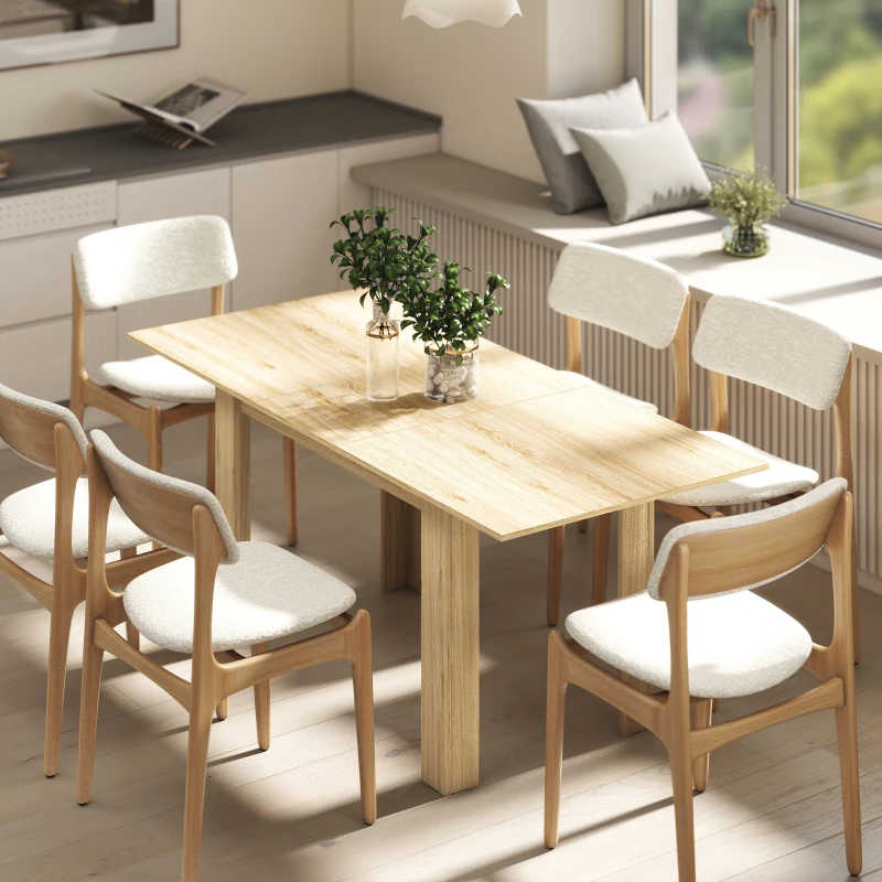 HOMCOM Mesa de Comedor Extensible de 140-180 cm Estilo Moderna Rectangular para 6-8 Personas para Salón Madera Natural