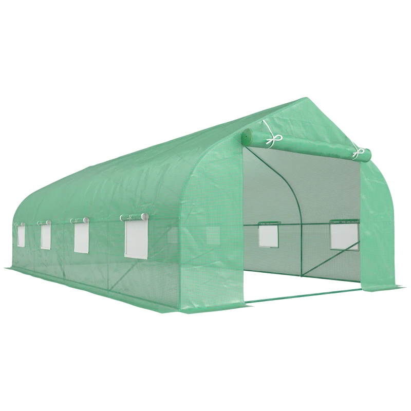 Outsunny Invernadero Tipo Caseta de Jardín o Terraza 6x3x2 m para Cultivo de Plantas y Semillas Color Verde