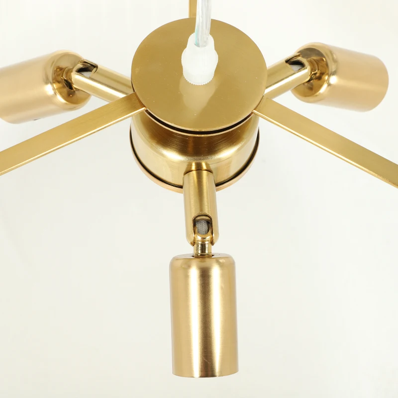 HOMCOM Lámpara Colgante de 3 Pantallas con Efecto Lino E14 40 W y Cable Regulable Beige