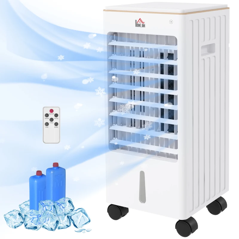 HOMCOM Refroidisseur d'air ventilateur humidificateur 3 en 1 avec télécommande, minuterie, oscillation, affichage LED