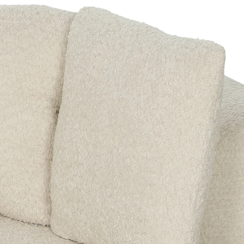 HOMCOM Sofá 3 Plazas Curvado de Chenilla 188 cm con Asiento Profundo y 6 Cojines Crema