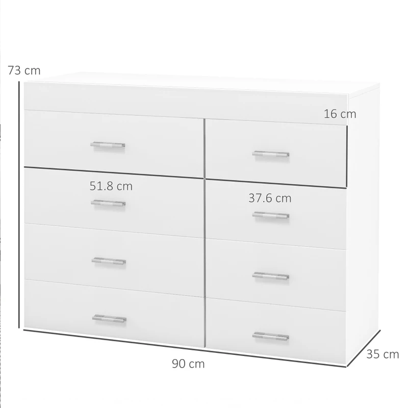 HOMCOM Mobile con Cassetti Cassettiera in Legno per Camera, Cucina, Bagno 90×35×73cm Bianca